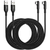 Roficord Usb Type C įkrovimo laidas, 3a, [2 vnt. 3m+3m] stačiu kampu 90 laipsnių greito įkrovimo pintas laidas, suderinamas su Galaxy S10, S9 ir kitais Type-c įrenginiais (3m+3m, juodas)