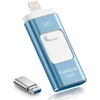 Rospe usb atmintinė 512gb, skirta iphone, mfi sertifikuota lightning atmintinė, 3 viename atmintinė, skirta ios/android/pc, usb 3.0 didelės spartos atmintinė iphone išorinės atminties plėtinys, ash mėlynas