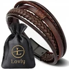 Ruda odinė vyriška apyrankė Lovly, elegantiška nerūdijančio plieno 316l premium