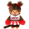 Sekiguchi Co., Ltd. Sekiguchi 252879 originalus monchhichi mergaitės palaikymo šokėjos minkštas žaislas, apie 20 cm, rudas pliušinis