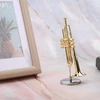 Sheens Miniatiūrinis trimitas, mini trimito modelis, muzikinių instrumentų modeliai, ornamentas, lėlių namelio dekoracija, auksinės muzikinės amatų dovanos, namų dekoravimo ornamentai