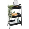 Shelfr Metalinis vežimėlis su ratukais - 42 x 30 x 77 cm mažas serviravimo vežimėlis su ratukais - spintelė ant ratukų virtuvės šoninis vežimėlis siauras - vežimėlis stalui knygų vežimėlis rankdarbių vežimėlis vaikams -