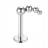 Sidabrinis titano labret auskaras su 4 rutuliukais 1.2/10mm