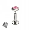 Sidabrinis titano labret su rožiniu cirkoniu 1,2/6/3mm