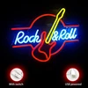 Signship neoninis ženklas Guitar Rock & Roll, maitinamas Usb, neoninės raidės sienų kambario dekoravimui, Led lemputės miegamojo koncertų salei, baro klubo vakarėlio vestuvių dekoravimui, dovana gimtadieniui