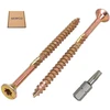 Skir'co (100 vnt.) universalūs cinkuoto plieno 4,0 x 60 mm geltoni medvaržčiai su įleidžiama torx galvute, 17 tipo medienos drožlių plokštės varžtai (100, 4,0 x 60 mm)