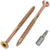 Skir'co (100 vnt.) universalūs cinkuoto plieno 4,0 x 60 mm geltoni medvaržčiai su įleidžiama torx galvute, 17 tipo medienos drožlių plokštės varžtai (100, 4,0 x 60 mm)