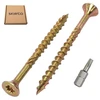 Skir'co (100 vnt.) universalūs cinkuoto plieno 4,0 x 50 mm geltoni medvaržčiai su įleidžiama torx galvute, 17 tipo medienos drožlių plokštės varžtai (100, 4,0 x 50 mm)