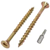 Skir'co (100 vnt.) universalūs cinkuoto plieno 4,0 x 50 mm geltoni medvaržčiai su įleidžiama torx galvute, 17 tipo medienos drožlių plokštės varžtai (100, 4,0 x 50 mm)