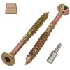 Skir'co 50 vnt. universalūs galvanizuoto plieno 5,0 x 60 mm geltoni medvaržčiai su įleidžiama galvute Torx, Type 17 medienos drožlių plokštės varžtai (50, 5,0 x 60 mm)