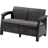 Sodo sofa 2-vietė rattan corfu love seat keter grafitas su pagalvėlėmis
