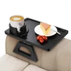 Sofa Bambuko staliukas kavai, prisegamas prie sofos porankio, sulankstomas nešiojamas padėklas, šoninis staliukas, prisegamas prie sofos nuotoliniams pulteliams, gėrimams, užkandžiams, vakarienei, 33x