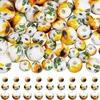 Sofplate 1 dėžutė su 100 keraminių gėlių karoliukų apvalūs keraminiai karoliukai geltonos saulėgrąžos porcelianas 6 mm 8 mm 10 mm mažos vasaros gėlės tarpikliai birūs karoliukai papuošalų gamybai vėriniams apyrankėms