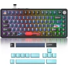 Solidee mechaninė žaidimų klaviatūra 75% su mygtuku, bluetooth 5.0/2.4ghz/usb-c gasket mount klaviatūra, hot-swappable mechaninė klaviatūra su south facing rgb apšvietimu (deep sea)