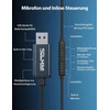 Solmimi usb į ausį įstatomos kompiuterio ausinės su įmontuotu mikrofonu, garso valdymu, usb laidinės žaidimų ausinės, skirtos pc ps4 ps5 nešiojamam kompiuteriui, staliniam kompiuteriui, chromebook, namų biurui, internetiniams kursams, skype zoom - 2 m