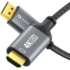 Sonero® 4k Displayport 1.2 į Hdmi 2.0 kabelis, Displayport kištukas į Hdmi kištuką, 4k 60hz, 2k 120hz, medvilninis apvalkalas, pilka/juoda, 1,00 metrai