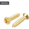 Sourcing map pakuotė 50 žalvarinių medvaržčių, m3 x 16 mm Phillips plokščia galvutė, savaime įsisriegiantis jungtis durims, spintelėms, mediniams baldams