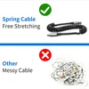 Spiralinis usb a į lightning kabelis trumpas, 2 vnt. mfi sertifikuotas usb iphone įkrovimo kabelis automobiliui, carplay kabelis su duomenų sinchronizavimu, skirtas iphone 14 13 12 11 pro max x xs xr 8 7 6 plus se, juodas/pilkas