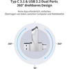 Ssk usb atmintinė 128 gb usb 3.2 atmintinė metalinė atmintinė dvigubos usb atmintinės usb-a ir type-c otg usb atmintinė vandeniui atspari duomenų saugykla iki 200 mb/s, itin talpi atmintinė duomenų saugyklai