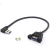 Stačiu kampu usb 3.0 panelinis montavimo kabelis usb 3.0 nuo vyriško iki moteriško su m3 varžto paneliniu montavimo prailginimo kabeliu pramoniniam kompiuteriui pc 30cm (kairė)