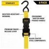 Stanley S1000 25 mm x 3 m diržų komplektas su terkšle – lengvam krovinių transportavimui (680 kg trūkimo riba) – 8 vnt. – juodi/geltoni