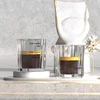 Stikliniai espresso puodeliai, izoliuoti stikliniai kavos puodeliai, skaidrūs borosilikatinio stiklo puodeliai, lengvi