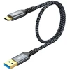 Sunguy usb c kabelis, 0.5m usb c į usb 10gbps type c kabelis ir nailono pintas duomenų kabelis type c, suderinamas su iphone 16/15 pro max, galaxy s24 s23, android auto