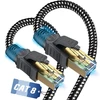 Swecent Cat 8 Lan kabelis, 15 m, 40 Gbps didelės spartos tinklo kabelis, 2000 Mhz S/ftp Ethernet kabelis Poe Gigabit Rj45 nailono pintas apvalus paauksuotas patch kabelis, skirtas Ps5/4 maršrutizatoriui, modemui, televizoriui