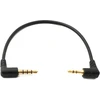 System-s audio kabelis, 15 cm, 2,5 mm jack kištukas į 3,5 mm kištuką, kampinis aux adapteris, juodas