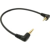 System-s audio kabelis, 15 cm, 2,5 mm jack kištukas į 3,5 mm kištuką, kampinis aux adapteris, juodas