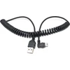 System-s Mini Usb spiralinis duomenų ir įkrovimo kabelis su 90 laipsnių kampu prijungta jungtimi, kampinis, 50 cm - 90 cm ištempiamas