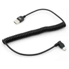 System-s Mini Usb spiralinis duomenų ir įkrovimo kabelis su 90 laipsnių kampu prijungta jungtimi, kampinis, 50 cm - 90 cm ištempiamas