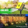 T-sunus saulės prožektorius laukui, saulės sodo šviestuvas, sodo prožektorius, automatinis saulės įjungimas/išjungimas, Ip65 atsparus vandeniui, 2 ryškumo režimai, 3000 K, šilta balta spalva sodui, kiemui, takui