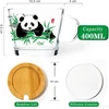 Tdn Panda arbatos stiklinės su rankena, 4 vnt., kavos stiklinės su dangteliu, 400 ml, Panda dovanų kapučino stiklinės arbatai, kavai, vandeniui, latte macchiato, galima plauti indaplovėje