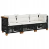 Technorattan sofa sodo 3-vietė juoda 190,5x63,5x62 cm