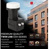 Televizorius Raudona Opticum 03h Series Twin Lnb: Lnb 4x Digital Hd 4k, du išėjimai Dvb-s2, atsparus oro sąlygoms su apsauga nuo lietaus, suderinamas su sat finder, kompaktiškas ir lengvas