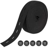 Tengee elastinė juosta siuvimui, 2 m elastinė juosta siuvimui, plokščia siuvimo juosta su sagų kilpelėmis, elastinė, juoda elastinė juosta, plati kelnių guma, su 5 dervos sagomis, drabužiams, perukui, diržui