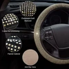 Toeecy kristalinis vairo užvalkalas, dydis 36–39 cm, universalus automobilio vairo užvalkalas, neslystantis vairo užvalkalas su kalnų krištolu, automobilio interjero vairo aksesuarai