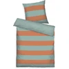 Tom Tailor Renforcé patalynės komplektas, 80 x 80 cm + 135 x 200 cm, 100% medvilnė/renforcé, su reversiniu motyvu ir spalvotu firminiu užtrauktuku, ryškūs dryžiai oranžinė, turkio spalvos (šilta koralų ir gaivi šalavijų)