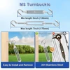 Tootaci nerūdijančio plieno trosas 3 mm rinkinys, nerūdijančio plieno trosas 3 mm, 15 m / 3 mm nerūdijančio plieno kabelis padengtas Pvc, plieno trosas su kilpomis, M5 trosų įtempimo kabliai, kilpinės plokštelės, karabinas