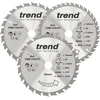 Trend Wood akumuliatorinio diskinio pjūklo diskai, 3 vnt., 165 mm skersmuo, 20 mm skylė, 24 ir 40 dantų, Hw, 1,5 mm pjovimo plotis, +15° kampas, Csb/165/3pk/c