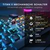 Turtle Beach Vulcan Ii mechaninė kompiuterinių žaidimų klaviatūra, Tactile Titan Ii jungikliai, apšviesti klavišai, nuimamas riešo atlošas, De išdėstymas