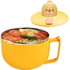 Tuzsocr ramen dubuo su dangteliu, didelis 1200 ml greitai paruošiamų makaronų dubuo su laikmačio jungikliu, 304 nerūdijančio plieno dubuo makaronams, bento pietūs (chicken)