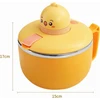 Tuzsocr ramen dubuo su dangteliu, didelis 1200 ml greitai paruošiamų makaronų dubuo su laikmačio jungikliu, 304 nerūdijančio plieno dubuo makaronams, bento pietūs (chicken)