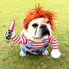 Tvmall juokingas šuns kostiumas helovino cosplay lėlė chucky išgalvota suknelė šuniui su skrybėle vakarėliui kalėdoms, tinkamas dideliems ir mažiems šunims (m)
