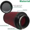 Universalus kūginis oro filtras 76 mm 89 mm 101 mm didelio našumo įsiurbimo apvalus kūginis oro filtro valiklis lenktyniniam sportiniam automobiliui 3 dydžiai viename (raudonas)