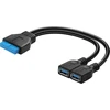 Usb 3.0 Y tipo adapteris: 19/20pin motininė plokštė į 2x Usb A
