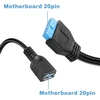 Usb 3.0 Y tipo adapteris: 19/20pin motininė plokštė į 2x Usb A