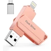 Usb atmintinė, skirta iphone 256 gb mfi sertifikuota 3 viename usb 3.0 lightning išorinė atmintis type c photostick atminties kortelė, skirta iphone/ipad/ios/android/mac/pc - išorinė atmintis (rožinė)