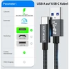 Usb a–usb c kabelis 10 gbps, usb c pd qc 3.0 greito įkrovimo kabelis, usb c 3.1 duomenų kabelis, skirtas iphone 16/15 pro max, dashcam automobiliui, ipad, planšetiniam kompiuteriui, s24 s23 s22, ssd, power bank, android automobiliui, carplay (1 m)